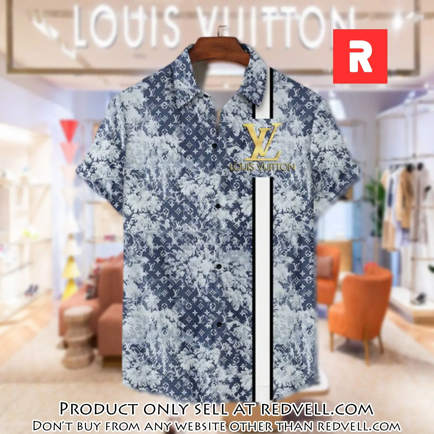 Lv louis vuitton luxury hawaiian shirt & short set lhs1187 rv4130827
